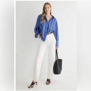 J. Crew slim straight Leg Trouser 33 Women’s White NWT